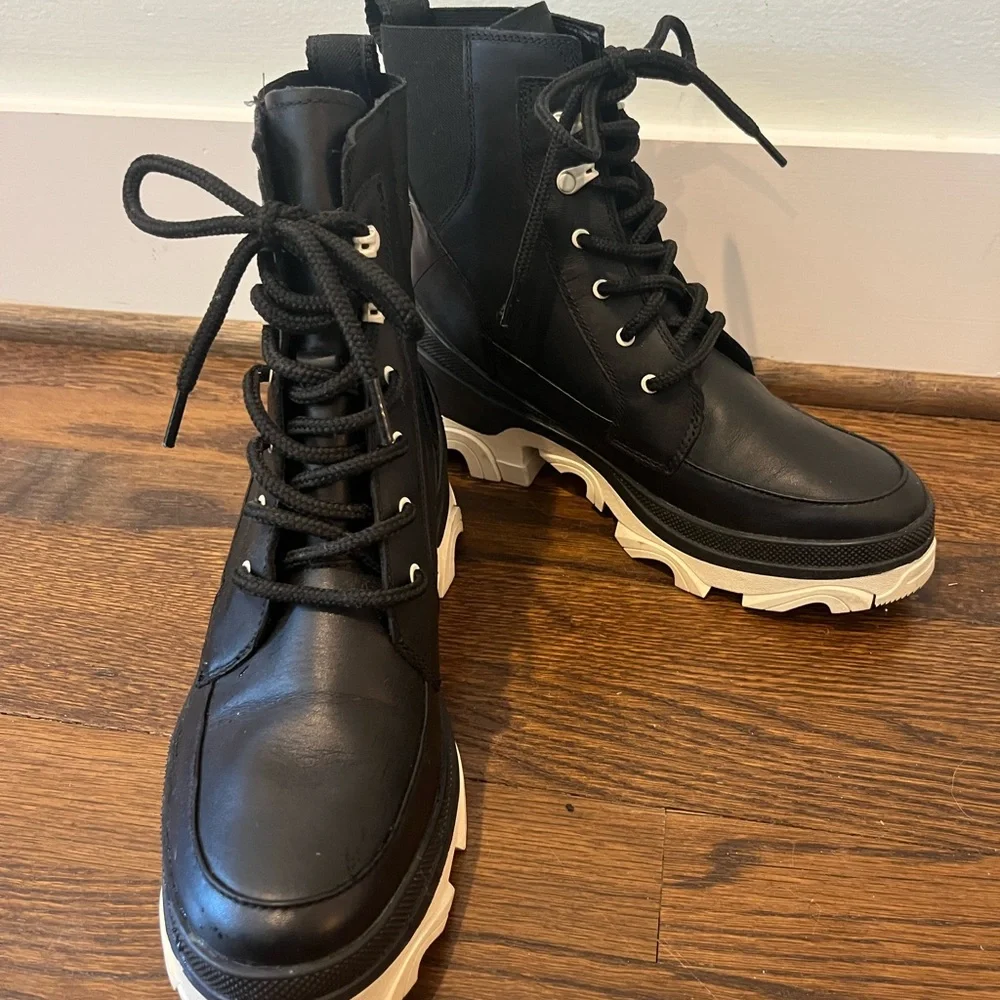 Sorel Brex Lace-up Waterproof Bootie in black / chalk - Picture 3 of 6